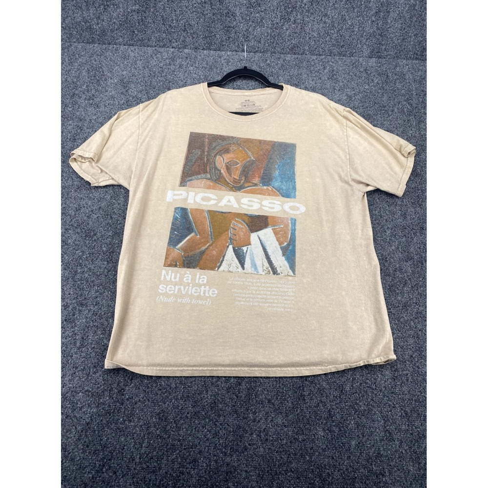 Picasso Nu a la serviette Graphic T-Shirt Mens Medium Tan Art Museum Cotton Tee
